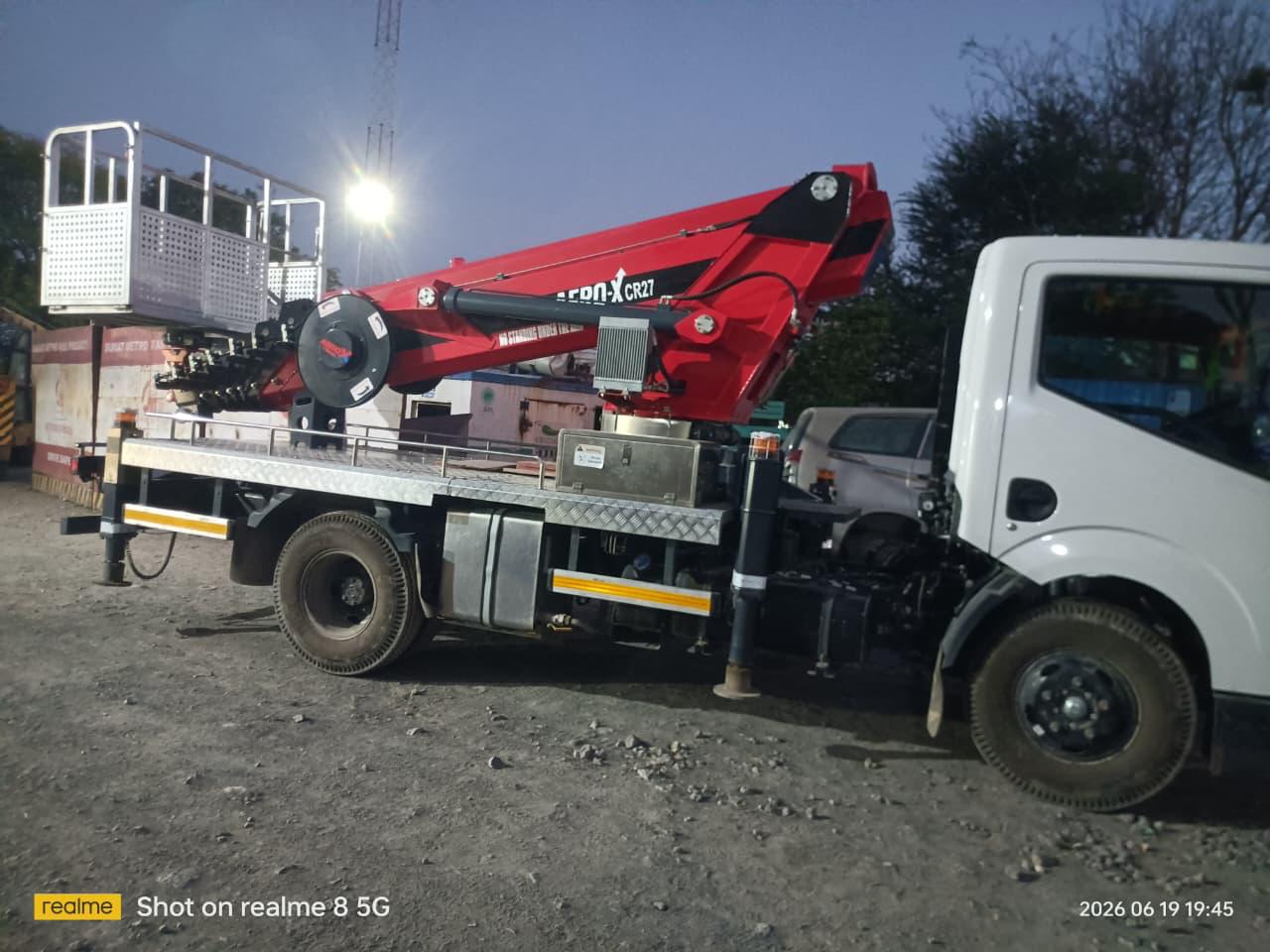 Truck mounted boom lift side view